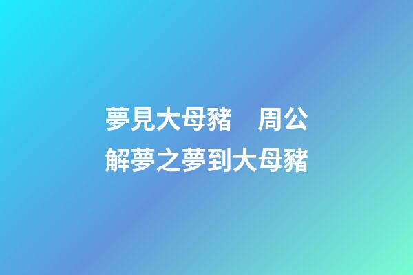 夢見大母豬　周公解夢之夢到大母豬
